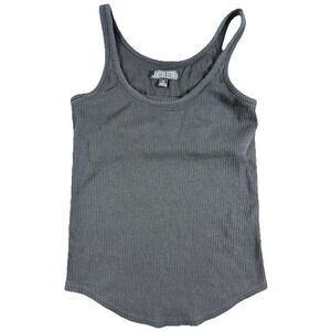 Crew Women's Ribbed Tank Top Black Scoop Neck Shelf Bra Built In Size XS